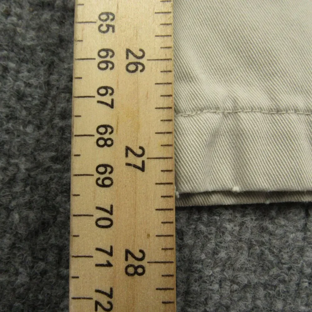 LL Bean Pants Men 36x27 Cream Beige Flannel Lined Pleated Natural‎ Fit Flawed